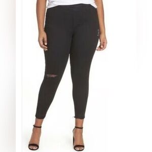 Spanx 20213P Plus Size 2X Black Distressed Jeggings Skinny Stretch Pull-On Pants